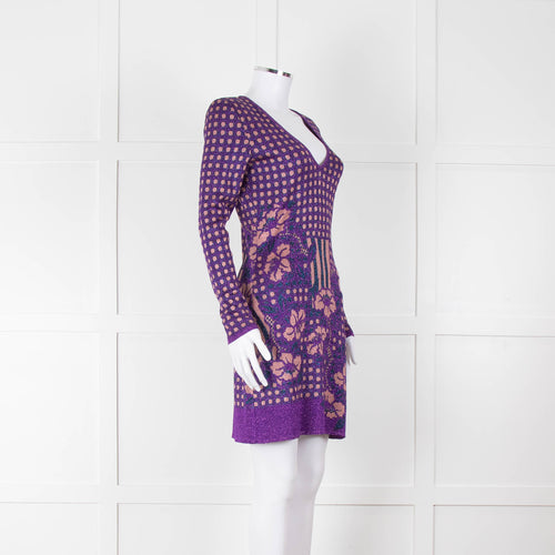 Ekaterina Kukhareva Purple Lurex Knee Length Dress