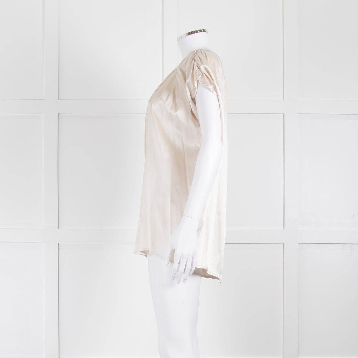 Fabiana Filippi Champagne Silk Gathered Neck Sleeveless Top