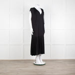 By Malene Birger Black Sleeveless Dress With Dropped Pleated Hem Dress