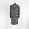 Celine Black and Grey Striped Wool Crombie Coat