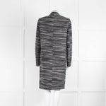 Celine Black and Grey Striped Wool Crombie Coat