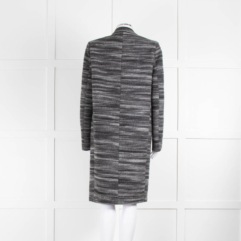 Celine Black and Grey Striped Wool Crombie Coat