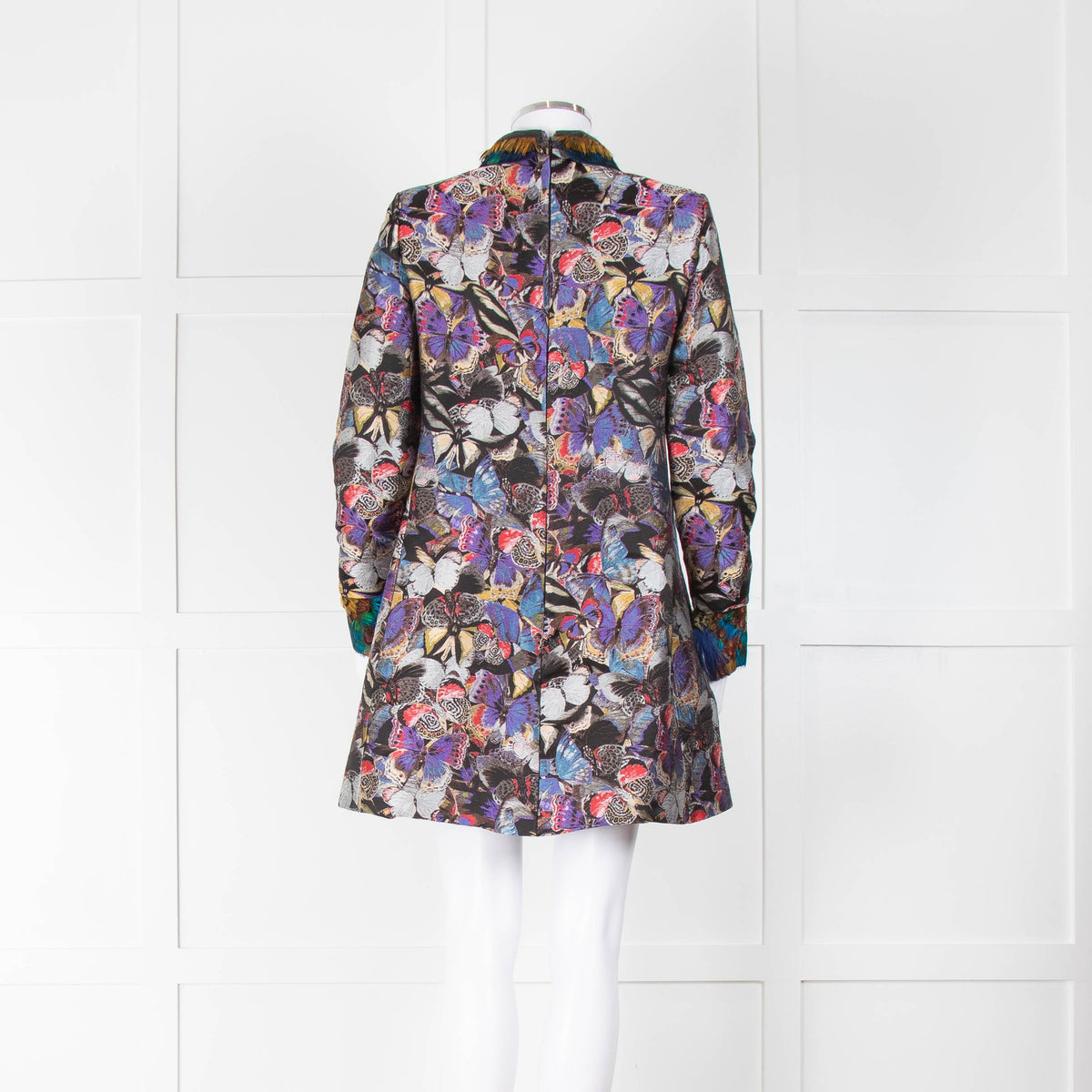 Valentino Multicolour Butterfly Print Brocade Dress