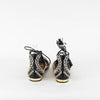 Aquazzura Black White Stitching Lace up Flat Pointy Shoes