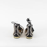 Aquazzura Black White Stitching Lace up Flat Pointy Shoes
