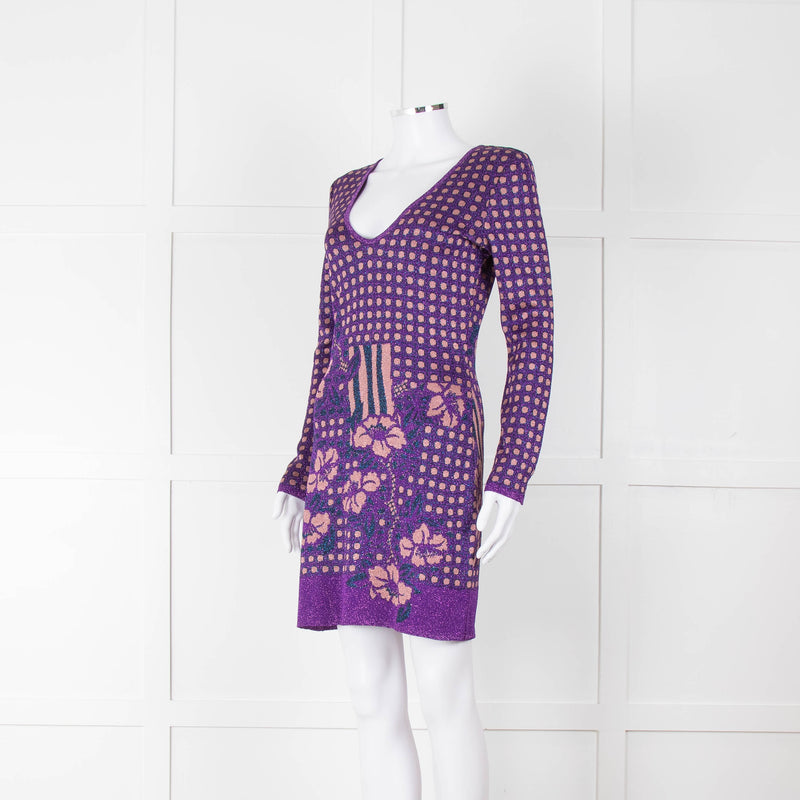 Ekaterina Kukhareva Purple Lurex Knee Length Dress