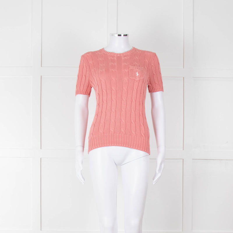 Ralph Lauren Coral Short Sleeve Cable Knit Jumper