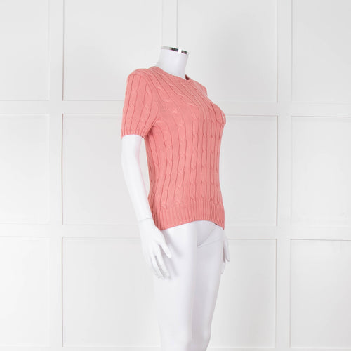 Ralph Lauren Coral Short Sleeve Cable Knit Jumper