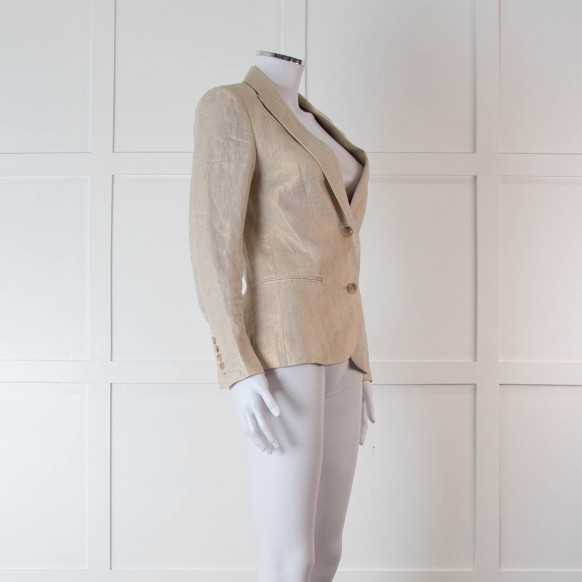 Zadig & Voltaire Preloved Beige Gold Linen Diamante Skull Blazer Jacket