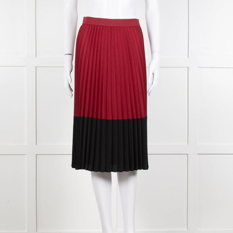 Pinko Burgundy Pleated Skirt With Black Hem