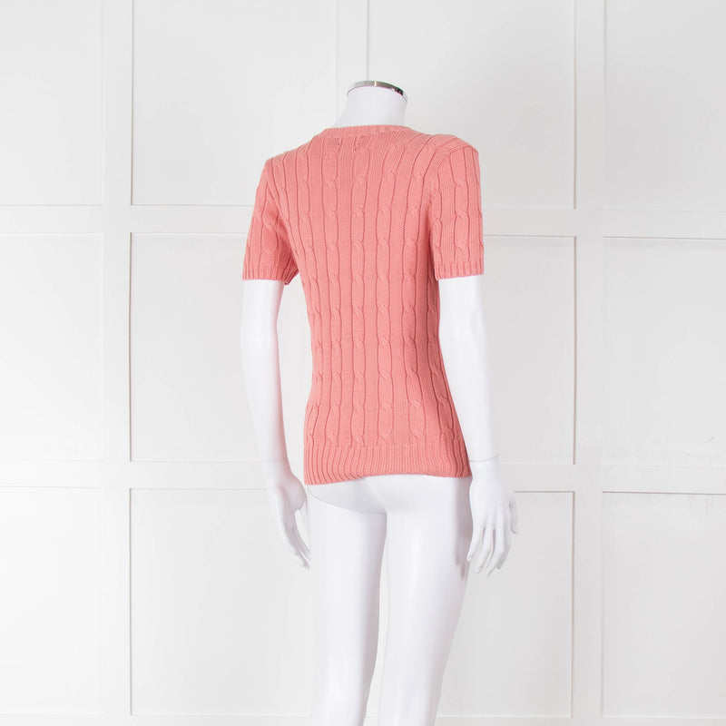 Ralph Lauren Coral Short Sleeve Cable Knit Jumper