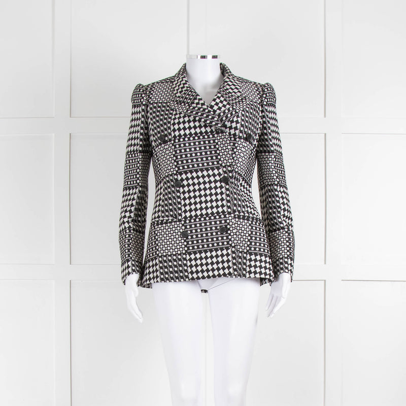 Alexander McQueen Black And White Checked Double Breasted Jacket
