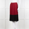 Pinko Burgundy Pleated Skirt With Black Hem