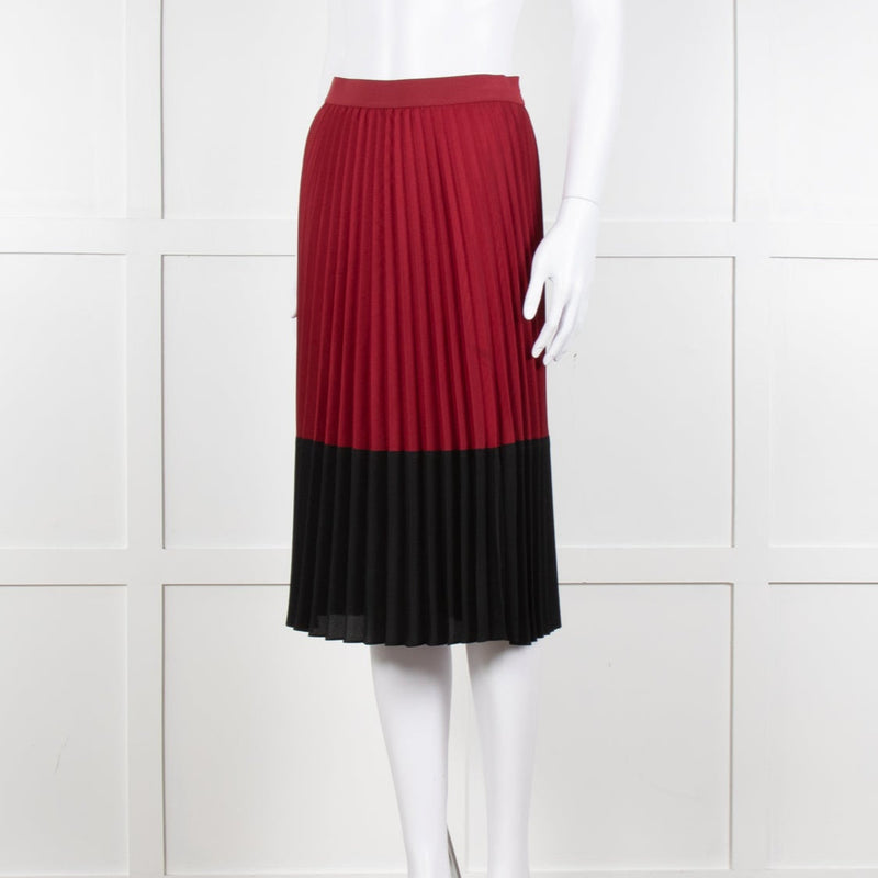 Pinko Burgundy Pleated Skirt With Black Hem