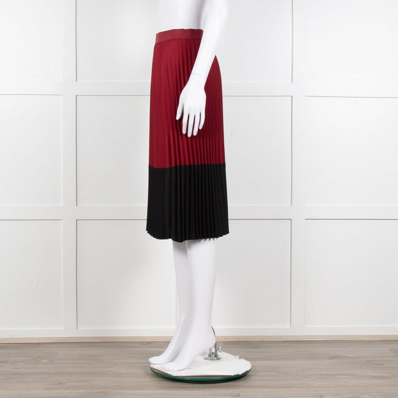Pinko Burgundy Pleated Skirt With Black Hem