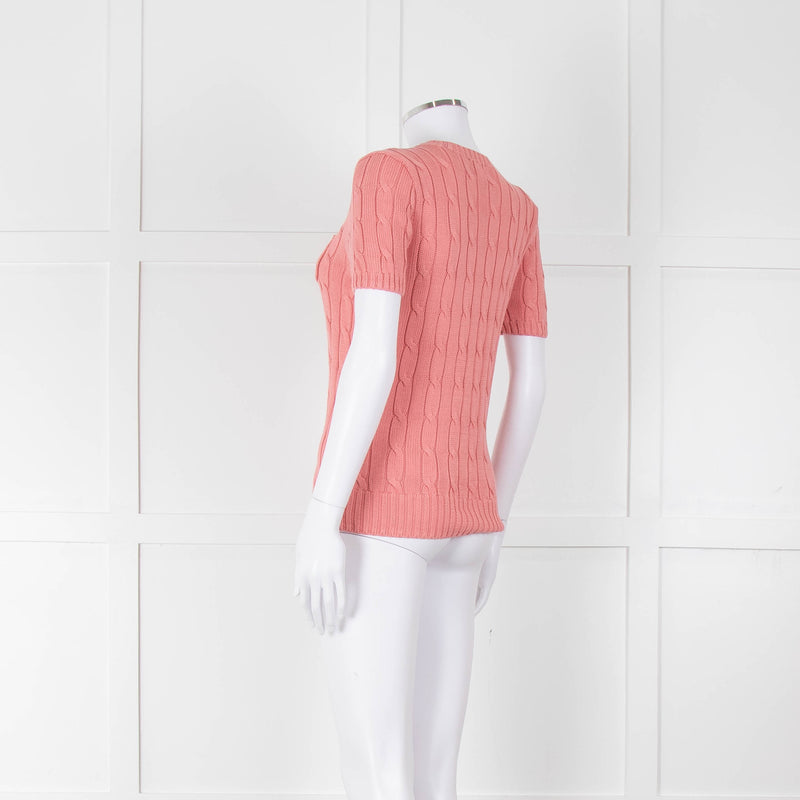 Ralph Lauren Coral Short Sleeve Cable Knit Jumper