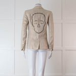 Zadig & Voltaire Beige Gold Linen Diamante Skull Blazer Jacket