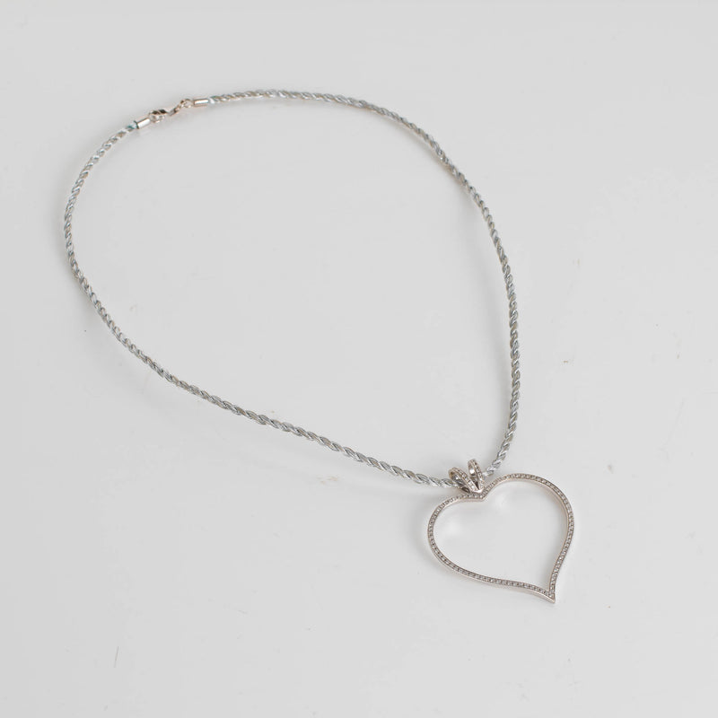 Theo Fennell 18k White Gold Diamond Heart Necklace