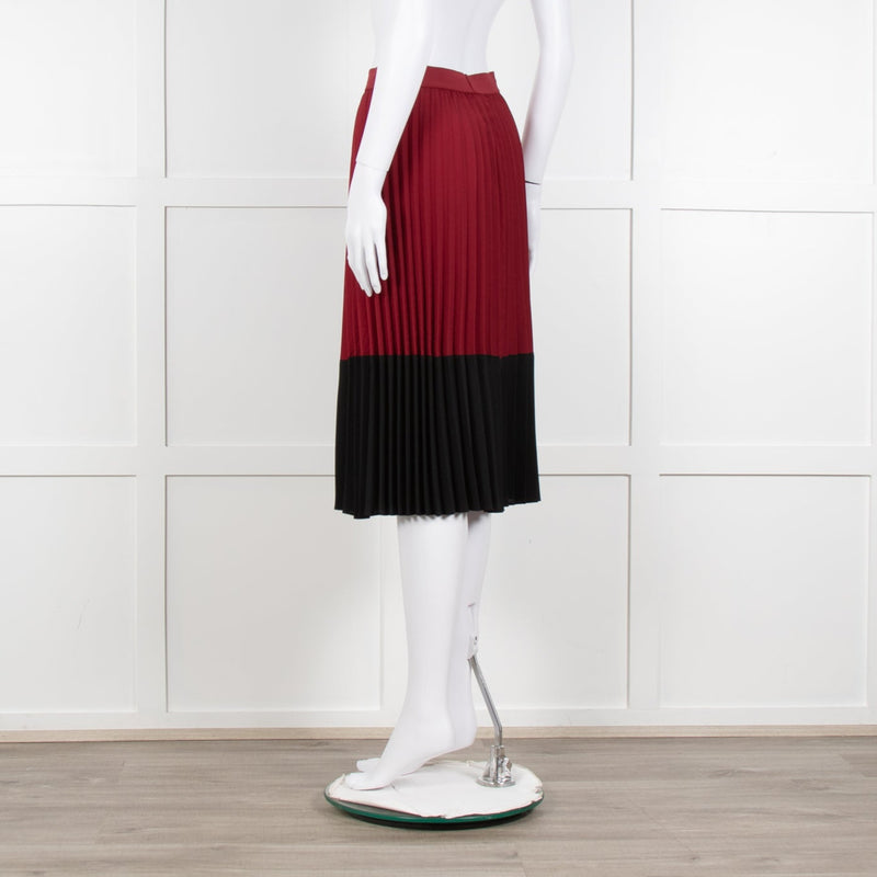 Pinko Burgundy Pleated Skirt With Black Hem