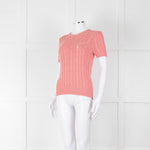 Ralph Lauren Coral Short Sleeve Cable Knit Jumper
