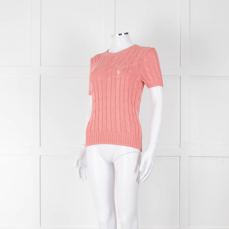 Ralph Lauren Coral Short Sleeve Cable Knit Jumper