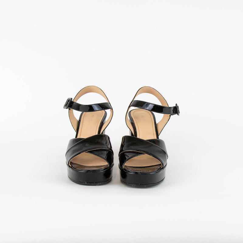 Me + Em Black Patent Block Heel Sandals