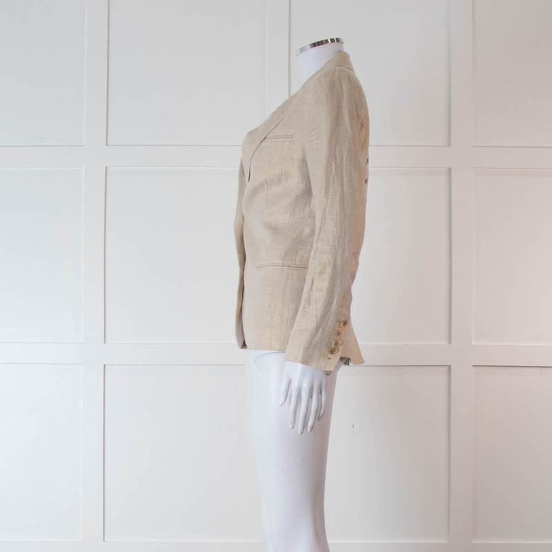 Zadig & Voltaire Beige Gold Linen Diamante Skull Blazer Jacket