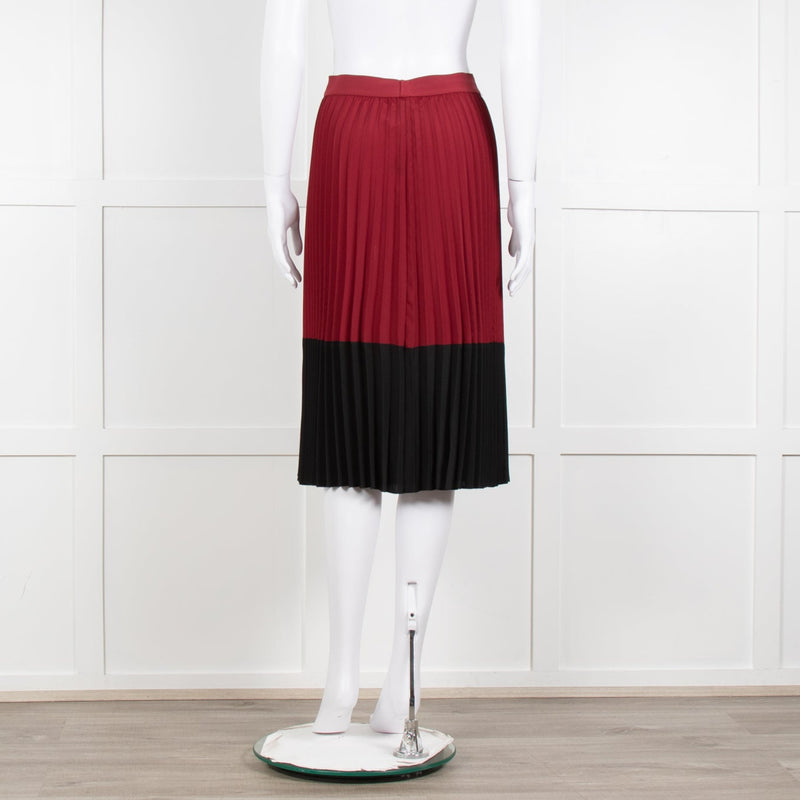 Pinko Burgundy Pleated Skirt With Black Hem