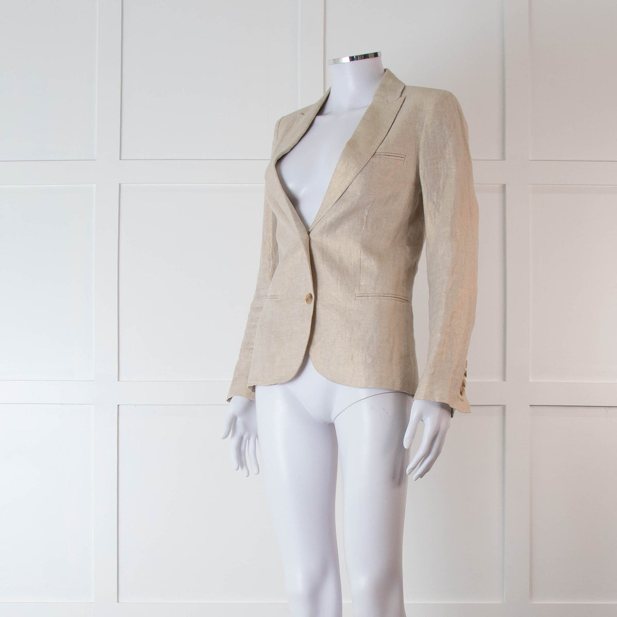 Zadig & Voltaire Preloved Beige Gold Linen Diamante Skull Blazer Jacket