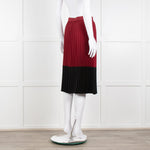Pinko Burgundy Pleated Skirt With Black Hem