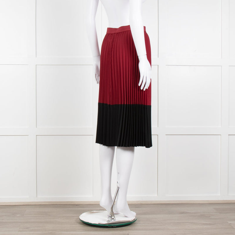 Pinko Burgundy Pleated Skirt With Black Hem