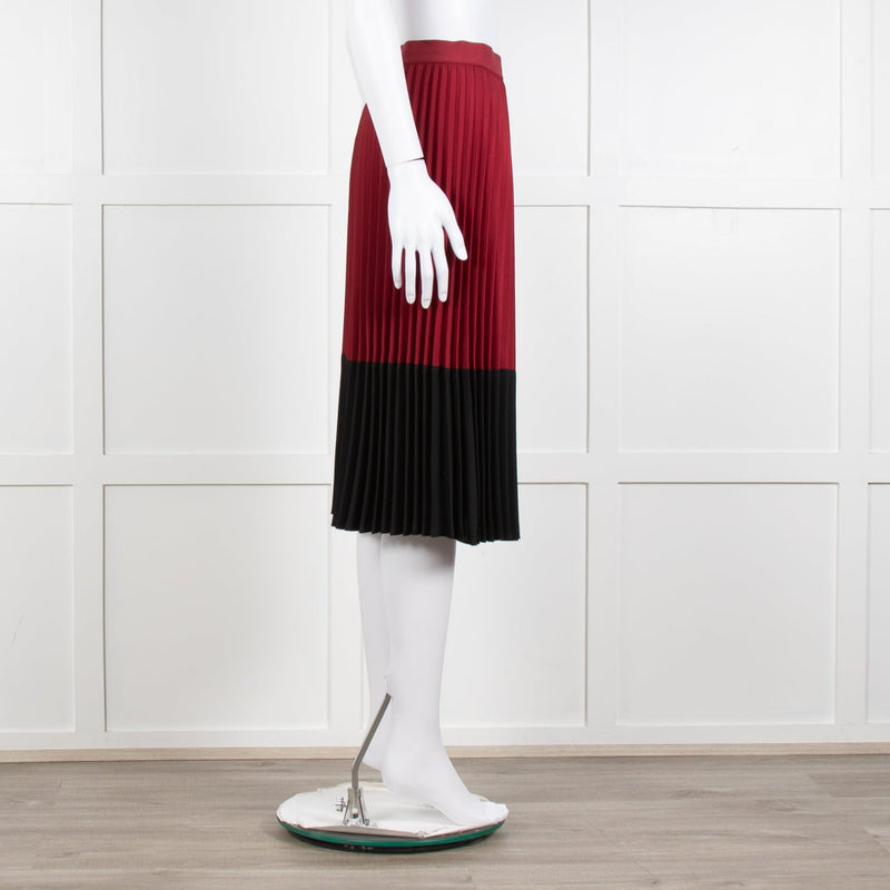 Pinko Burgundy Pleated Skirt With Black Hem