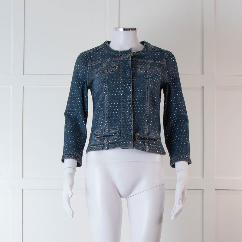 Liu Jo Blue Denim Rhinestone Embellished Jacket