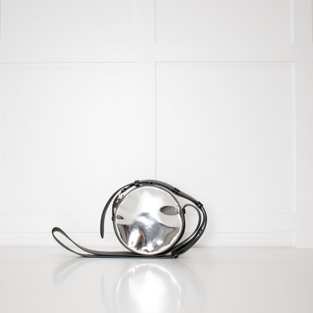 Diane Von Furstenberg  Silver Disco Circular Crossbody Bag
