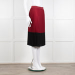 Pinko Burgundy Pleated Skirt With Black Hem
