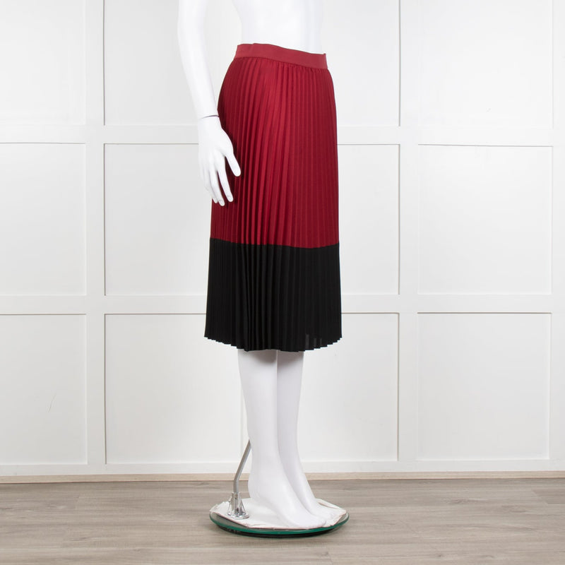 Pinko Burgundy Pleated Skirt With Black Hem