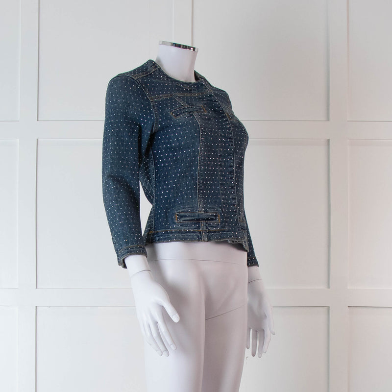 Liu Jo Blue Denim Rhinestone Embellished Jacket