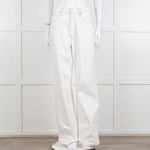 Frame Cream Contrast Stitch Straight Leg Jeans