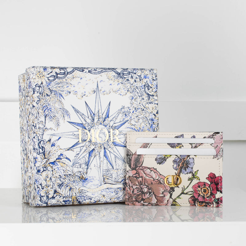 Christian Dior Cream Floral Caro Card Holder