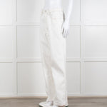 Frame Cream Contrast Stitch Straight Leg Jeans