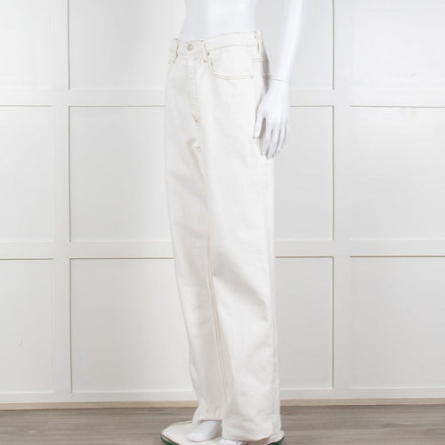 Frame Cream Contrast Stitch Straight Leg Jeans