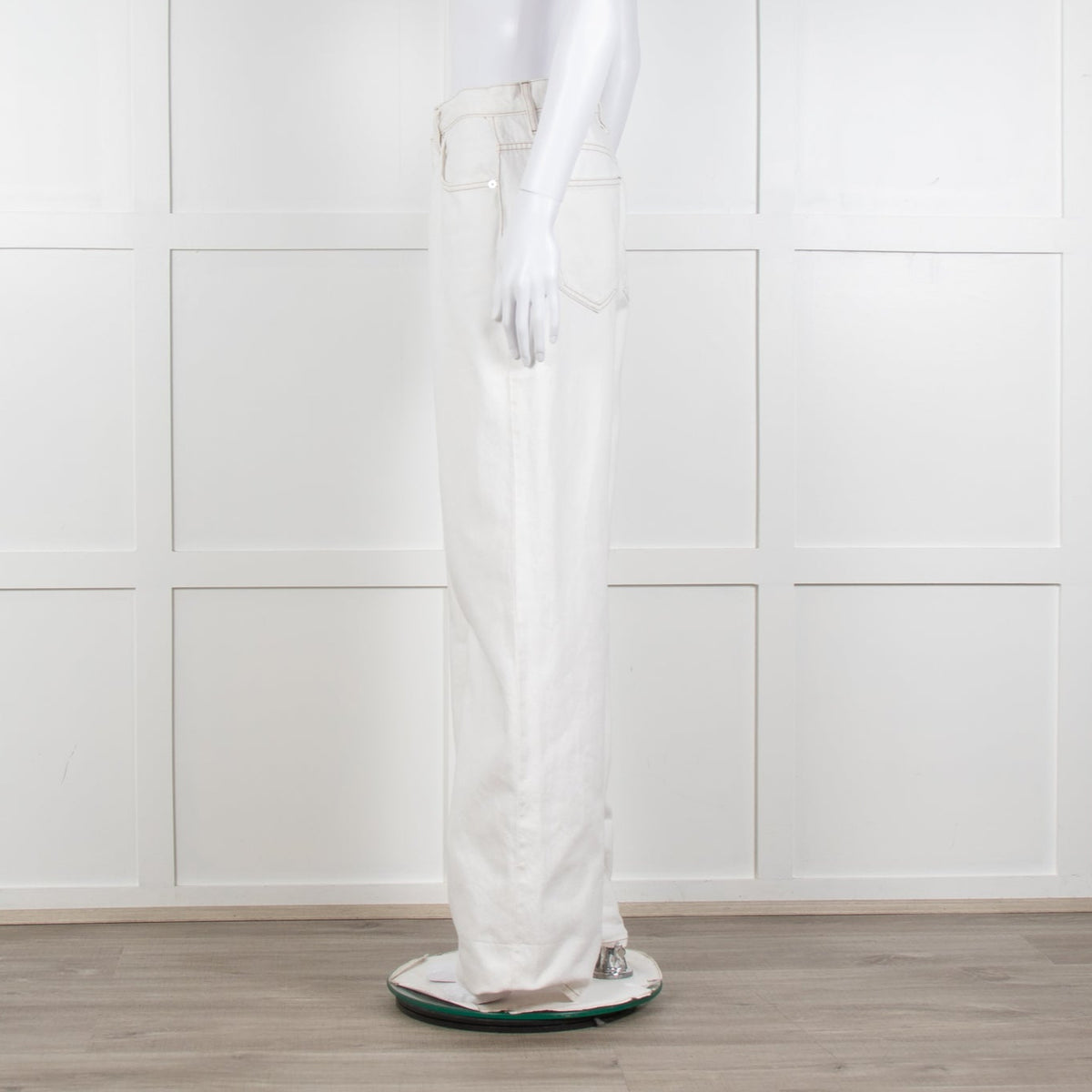 Frame Cream Contrast Stitch Straight Leg Jeans
