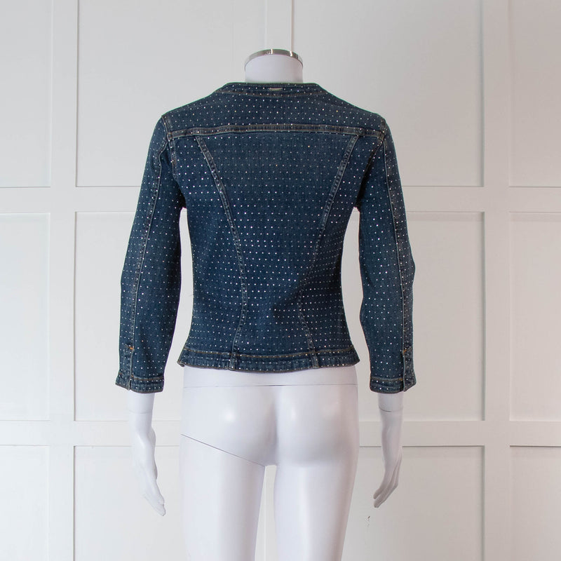 Liu Jo Blue Denim Rhinestone Embellished Jacket