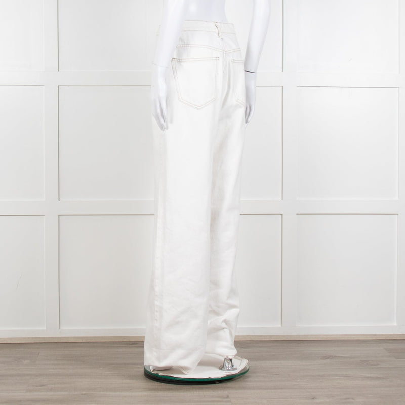 Frame Cream Contrast Stitch Straight Leg Jeans