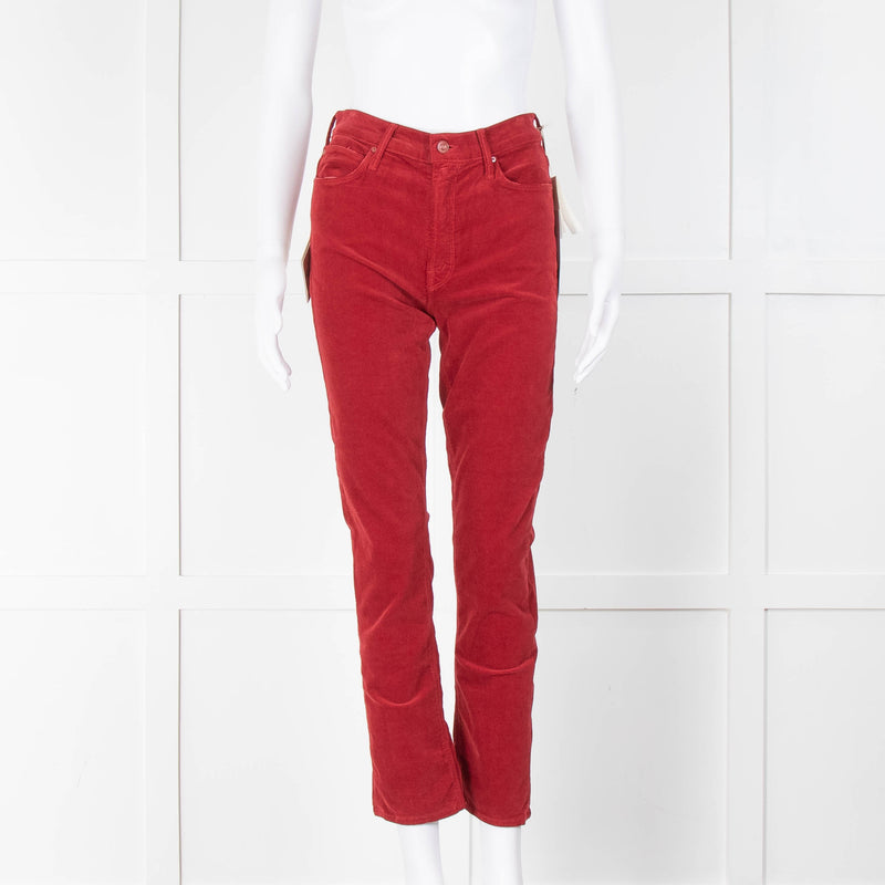 Mother Red Corduroy The Mid Rise Dazzler Trousers