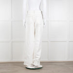 Frame Cream Contrast Stitch Straight Leg Jeans