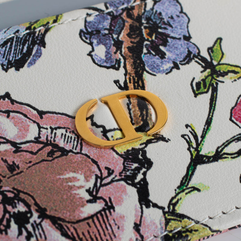 Christian Dior Cream Floral Caro Card Holder