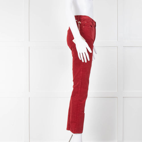 Mother Red Corduroy The Mid Rise Dazzler Trousers