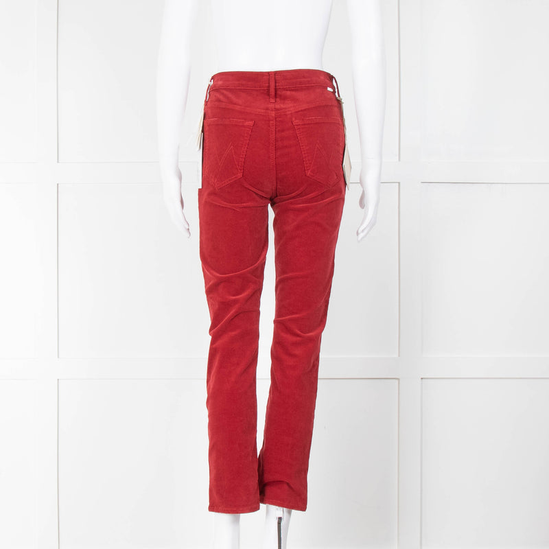 Mother Red Corduroy The Mid Rise Dazzler Trousers