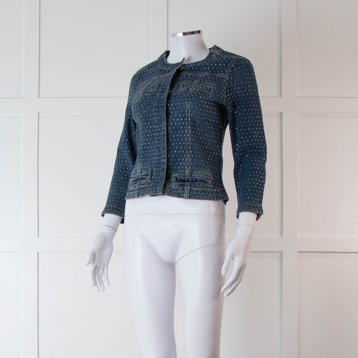 Liu Jo Blue Denim Rhinestone Embellished Jacket